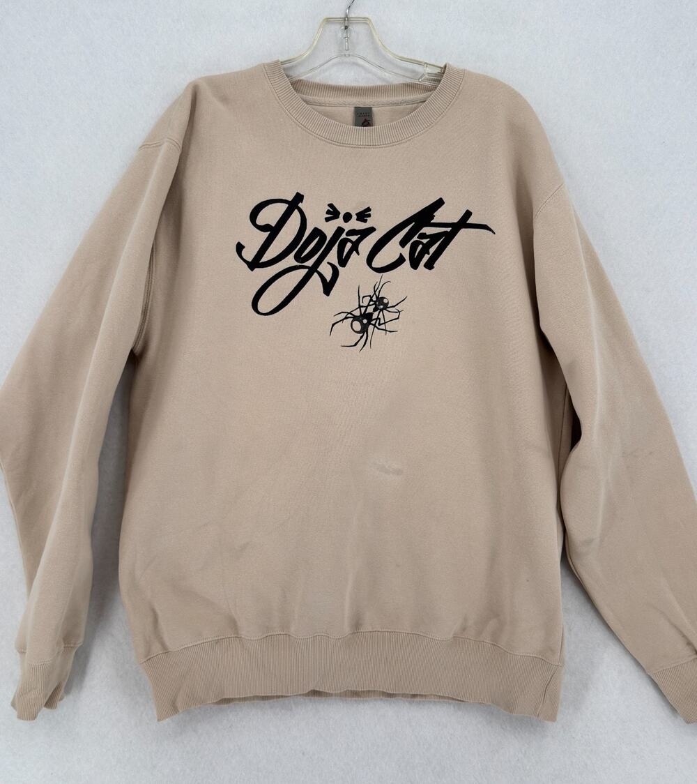 Doja Cat Scarlet Tour Los Angeles 2023 Beige Graphic Crew Neck Sweatshirt Sz L
